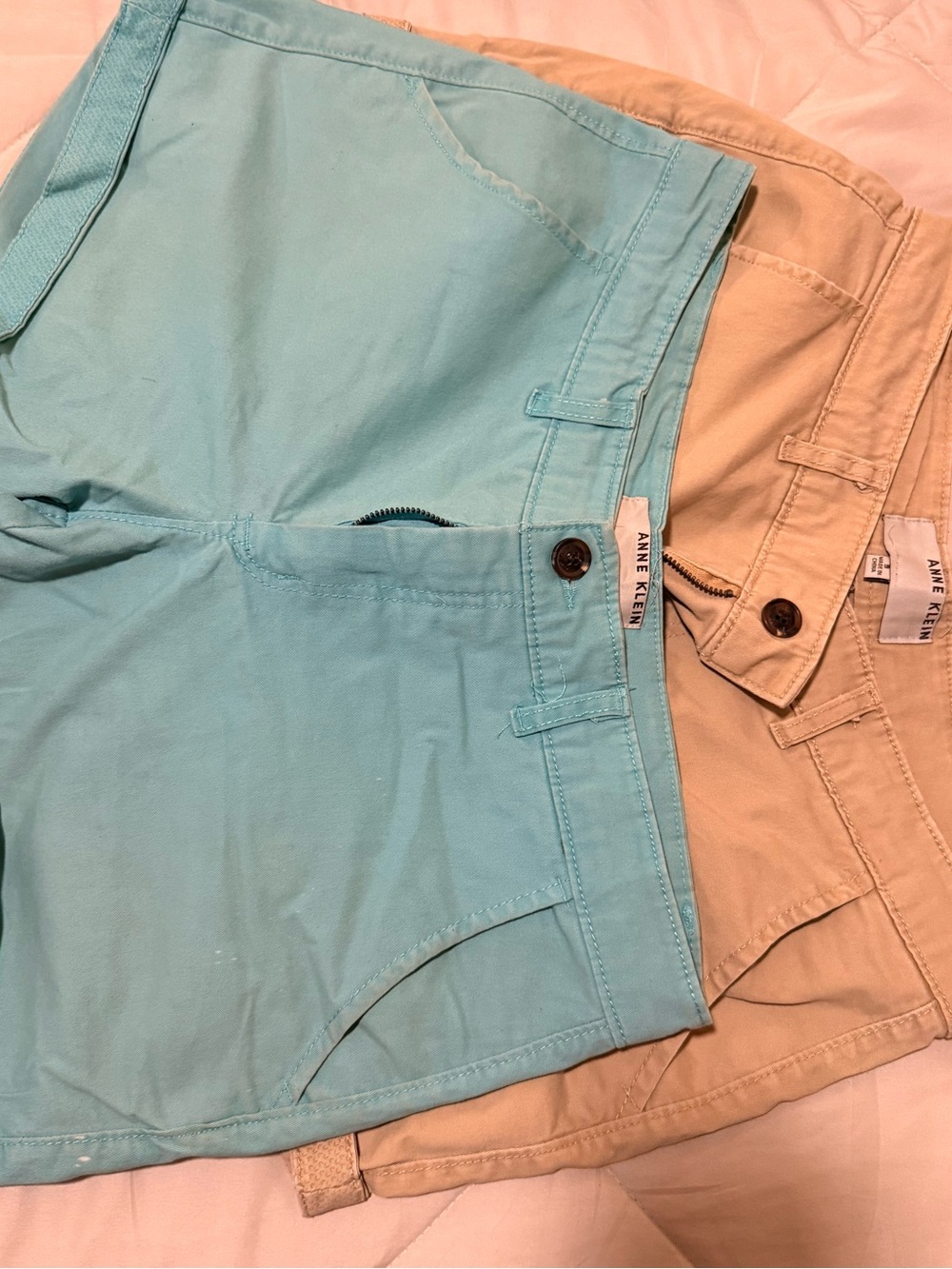 Anne Klein Aqua and Khaki Casual Bermuda Shorts